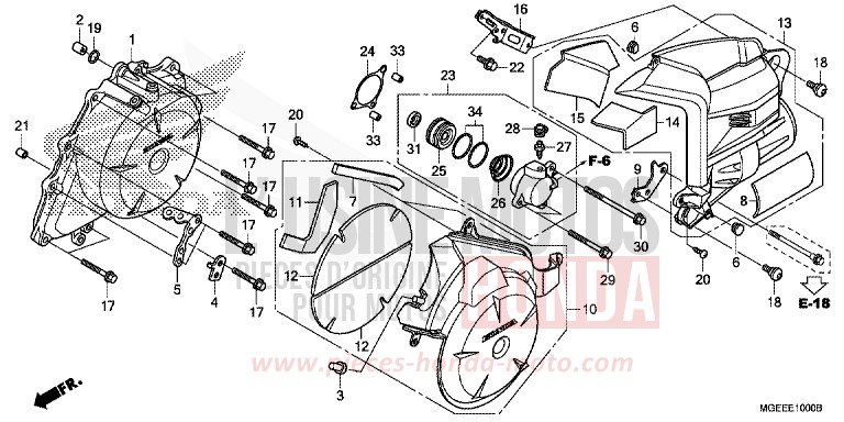 COUVERCLE DE GENERATEUR C.A. de VFR1200F Méca CANDY PROMINENCE RED (R342) de 2015